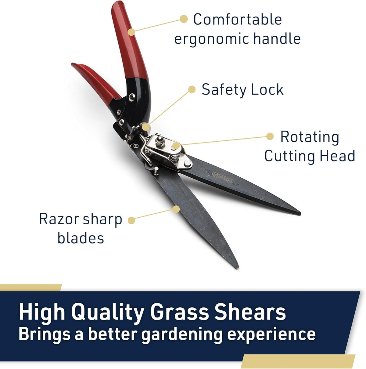 Grass Shears - Garden Clippers with Rotating Handle