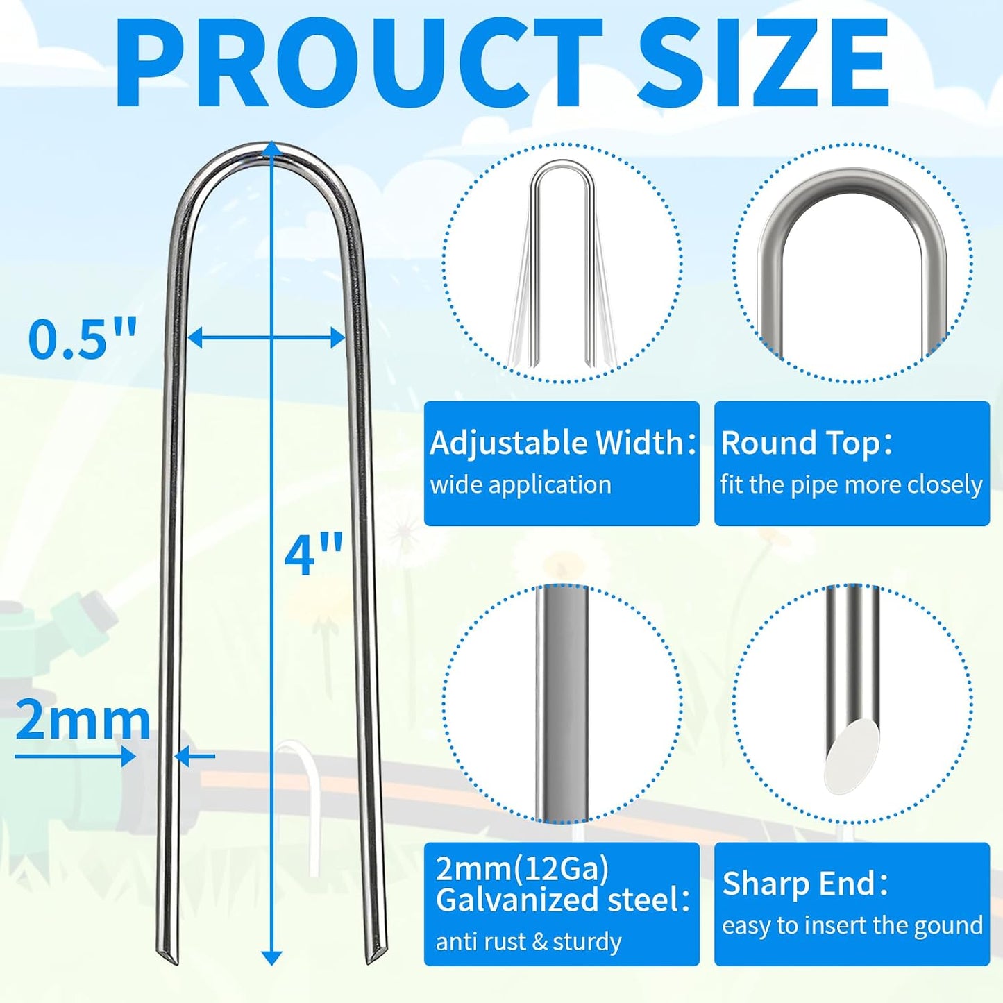 200 Pack 4 Inch Garden Stakes Galvanized Drip Irrigation Stakes