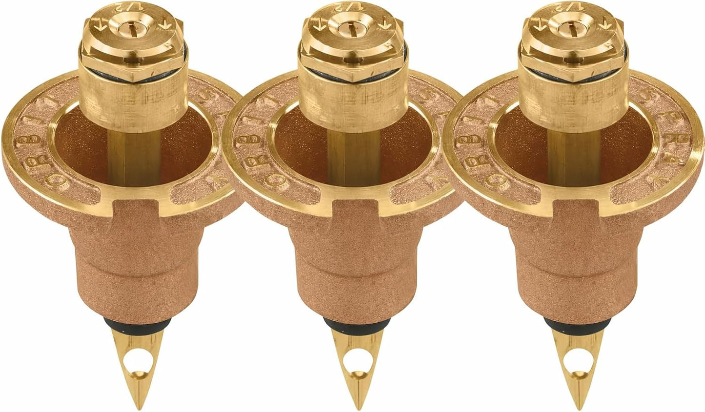 3-Pack 54071 Brass Pop-Up Flush Head Sprinkler with Half Pattern Spray Nozzle - Brass Pop-Up Sprinklers for Half Pattern Spray