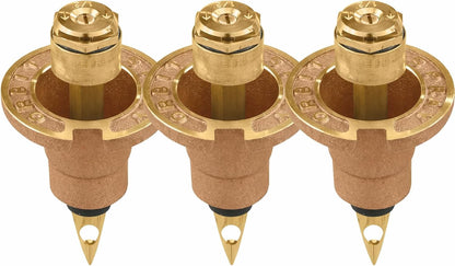 3-Pack 54071 Brass Pop-Up Flush Head Sprinkler with Half Pattern Spray Nozzle - Brass Pop-Up Sprinklers for Half Pattern Spray