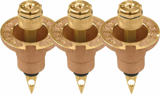 3-Pack 54071 Brass Pop-Up Flush Head Sprinkler with Half Pattern Spray Nozzle - Brass Pop-Up Sprinklers for Half Pattern Spray