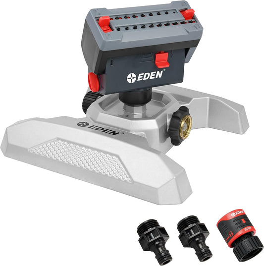94127 Metal Adjustable 4-Way Mini Turbo Oscillating Sprinkler W/Quick Connect Starter Set, 20 Nozzle, Covers up to 4,000 sq. ft.