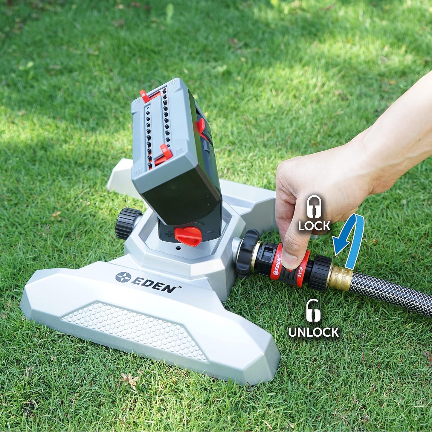 94127 Metal Adjustable 4-Way Mini Turbo Oscillating Sprinkler W/Quick Connect Starter Set, 20 Nozzle, Covers up to 4,000 sq. ft.