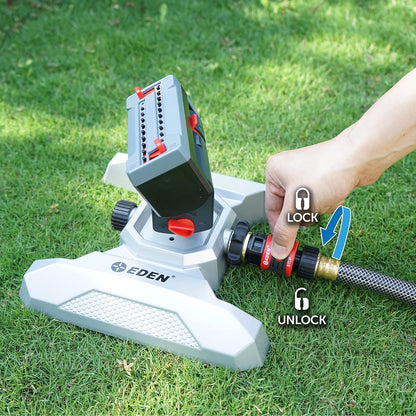 94127 Metal Adjustable 4-Way Mini Turbo Oscillating Sprinkler W/Quick Connect Starter Set, 20 Nozzle, Covers up to 4,000 sq. ft.