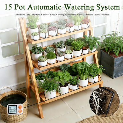 Automatic Indoor Plant Waterer for 15 Potted Plants, Self Watering System Drip Irrigation Kit with Programmable Timer & Smart Humidity Detection