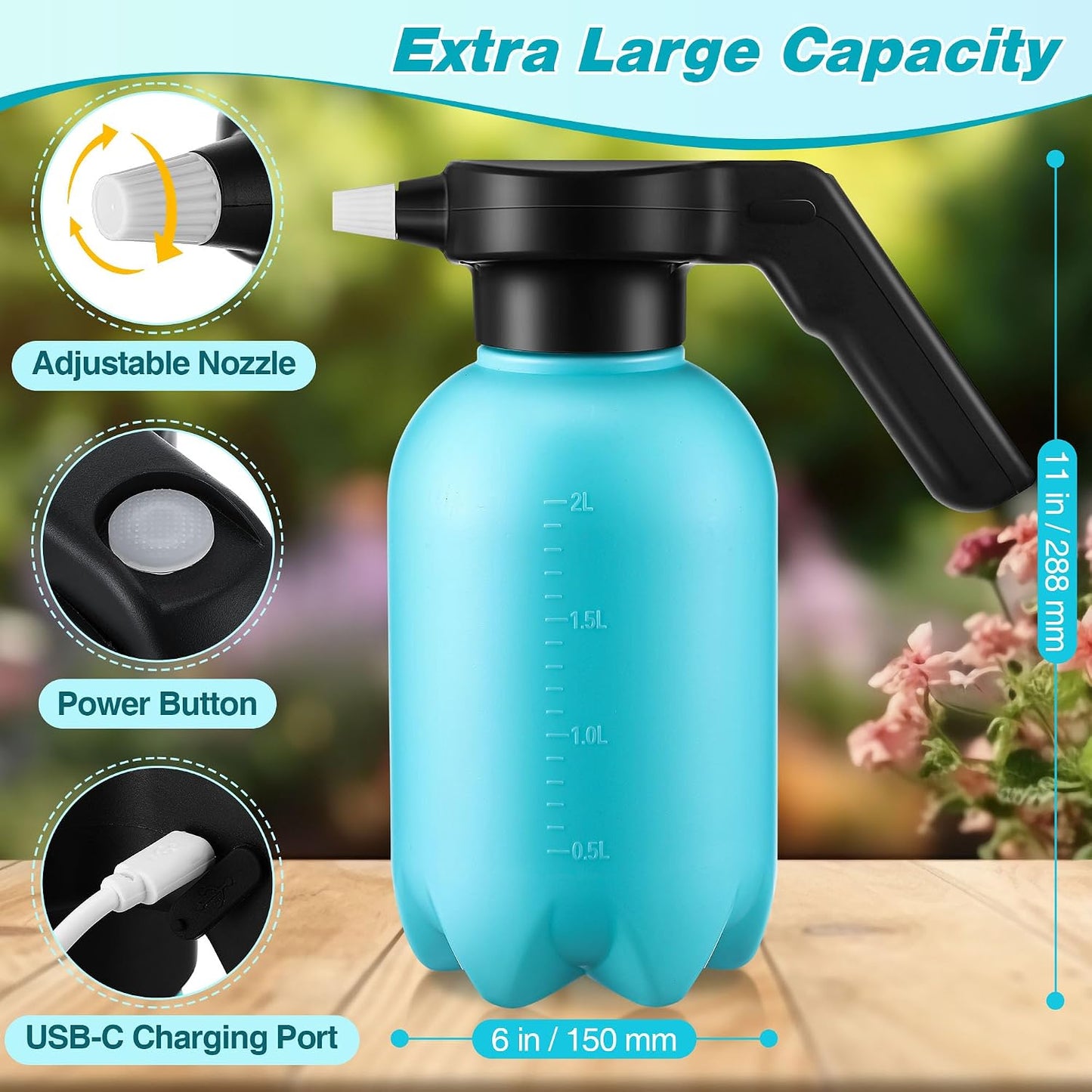 0.5 Gallon Electric Spray Bottle Plant Mister Green Style