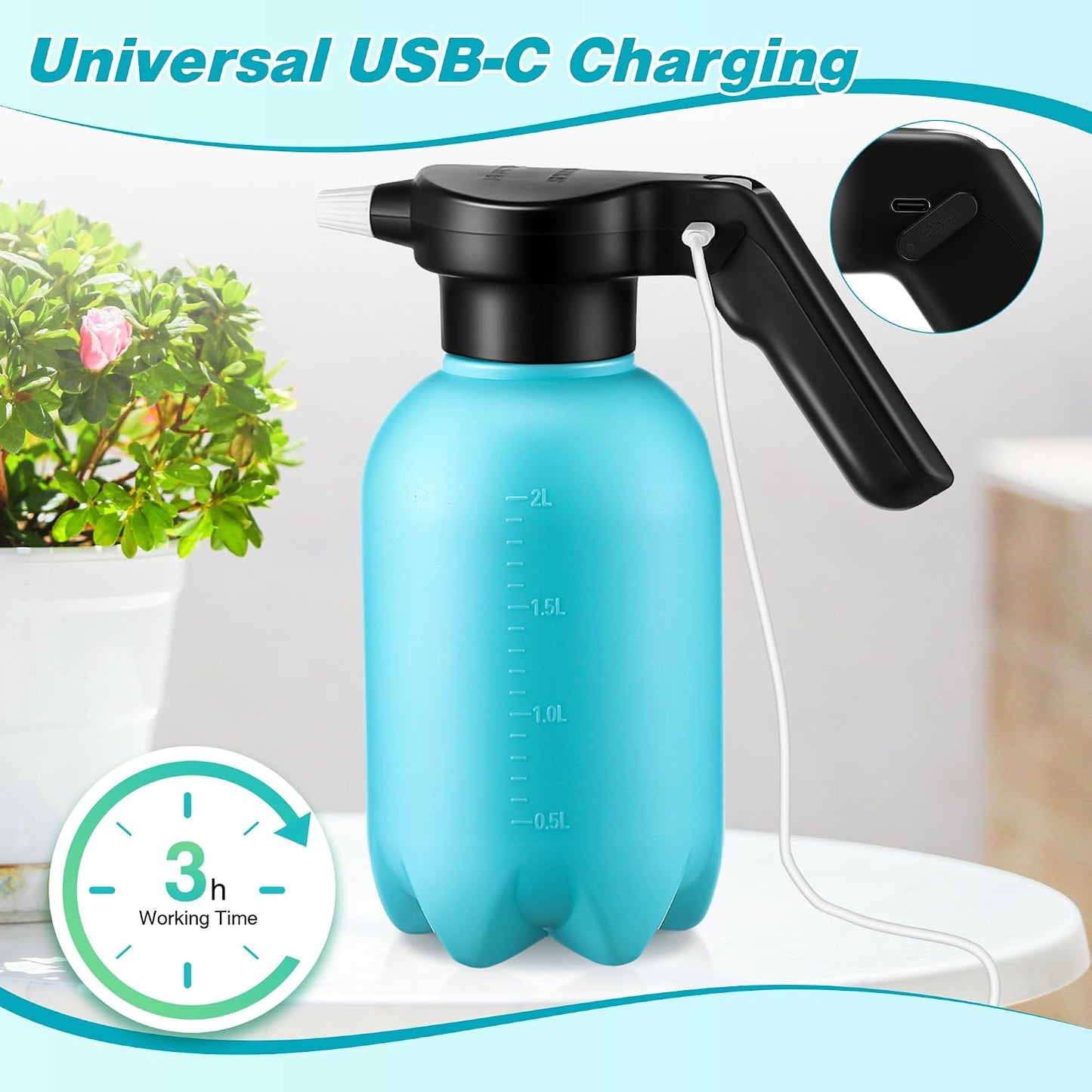 0.5 Gallon Electric Spray Bottle Plant Mister Green Style