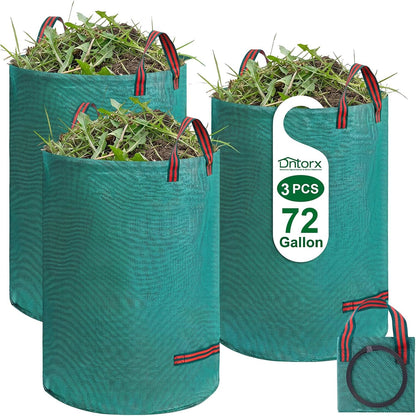 72-Gallon Lawn Leaf Bags, 3-Pack Reusable Yard Waste Bags
