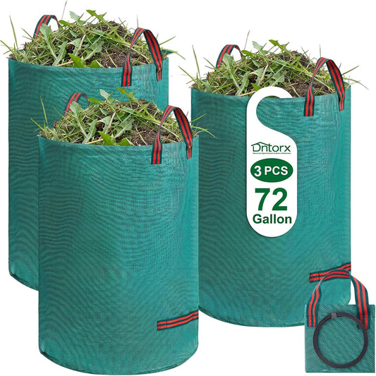 72-Gallon Lawn Leaf Bags, 3-Pack Reusable Yard Waste Bags