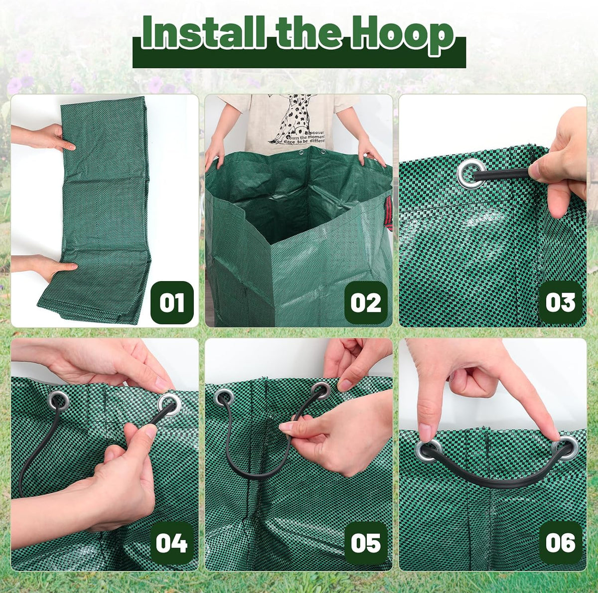 72-Gallon Lawn Leaf Bags, 3-Pack Reusable Yard Waste Bags