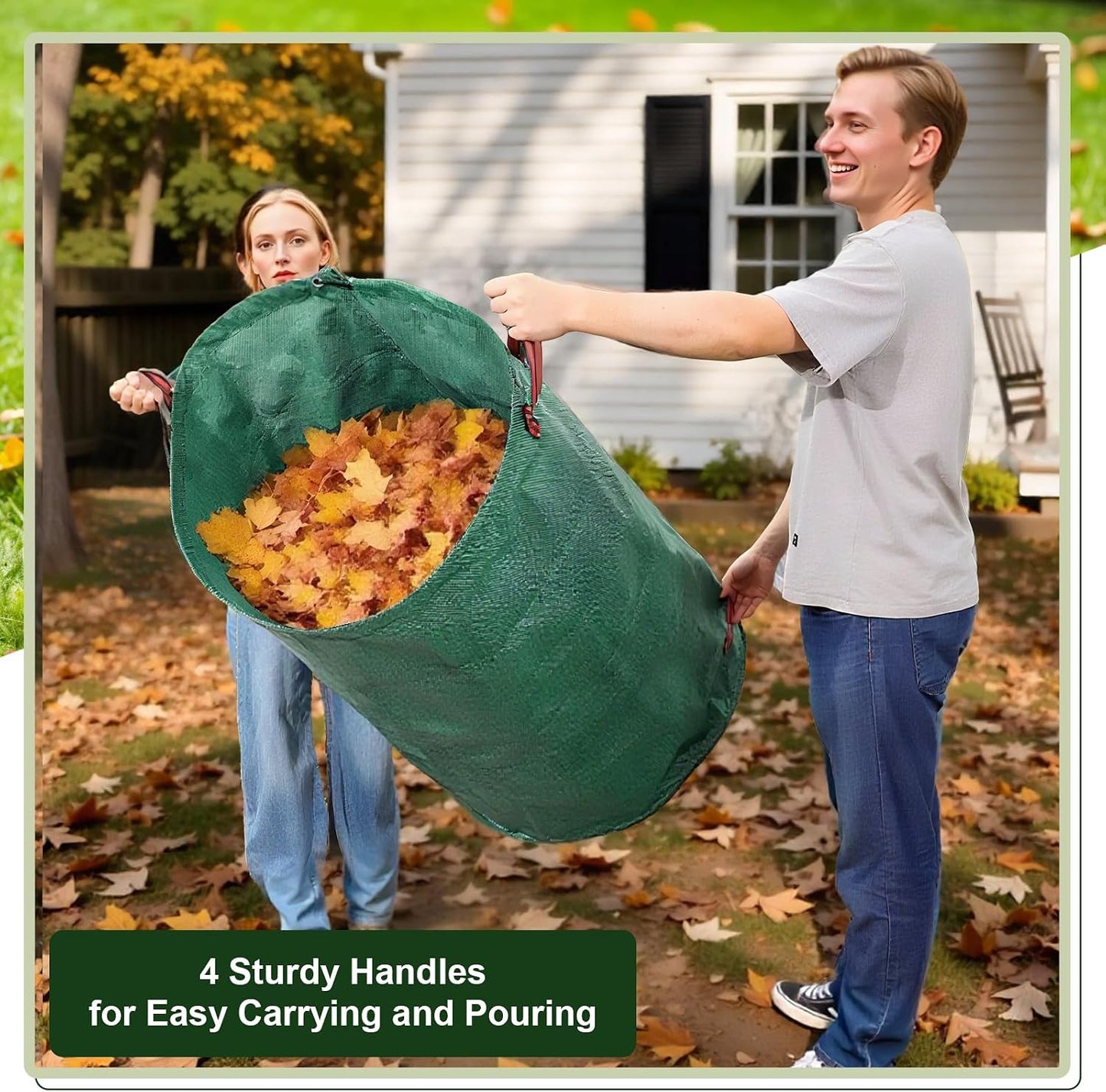 72-Gallon Lawn Leaf Bags, 3-Pack Reusable Yard Waste Bags