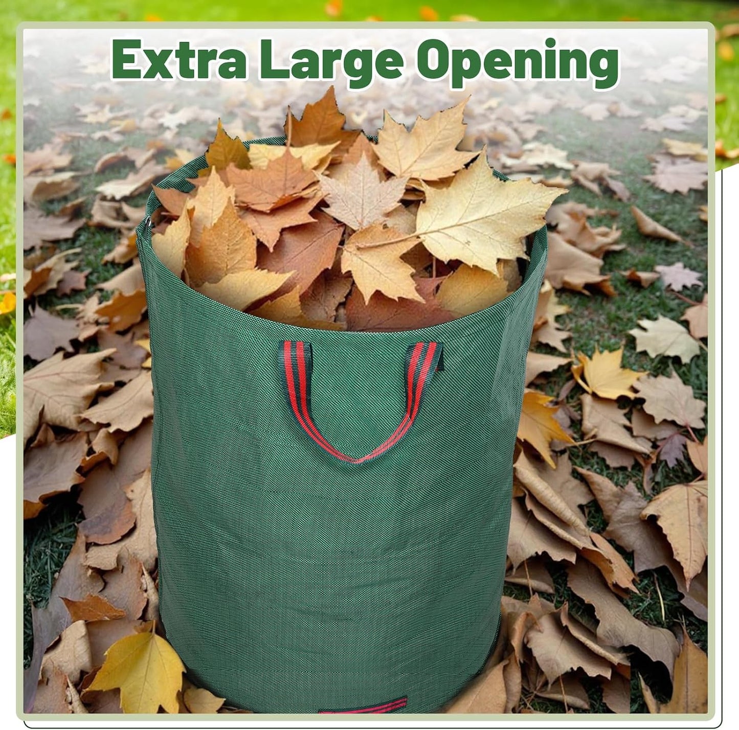 72-Gallon Lawn Leaf Bags, 3-Pack Reusable Yard Waste Bags