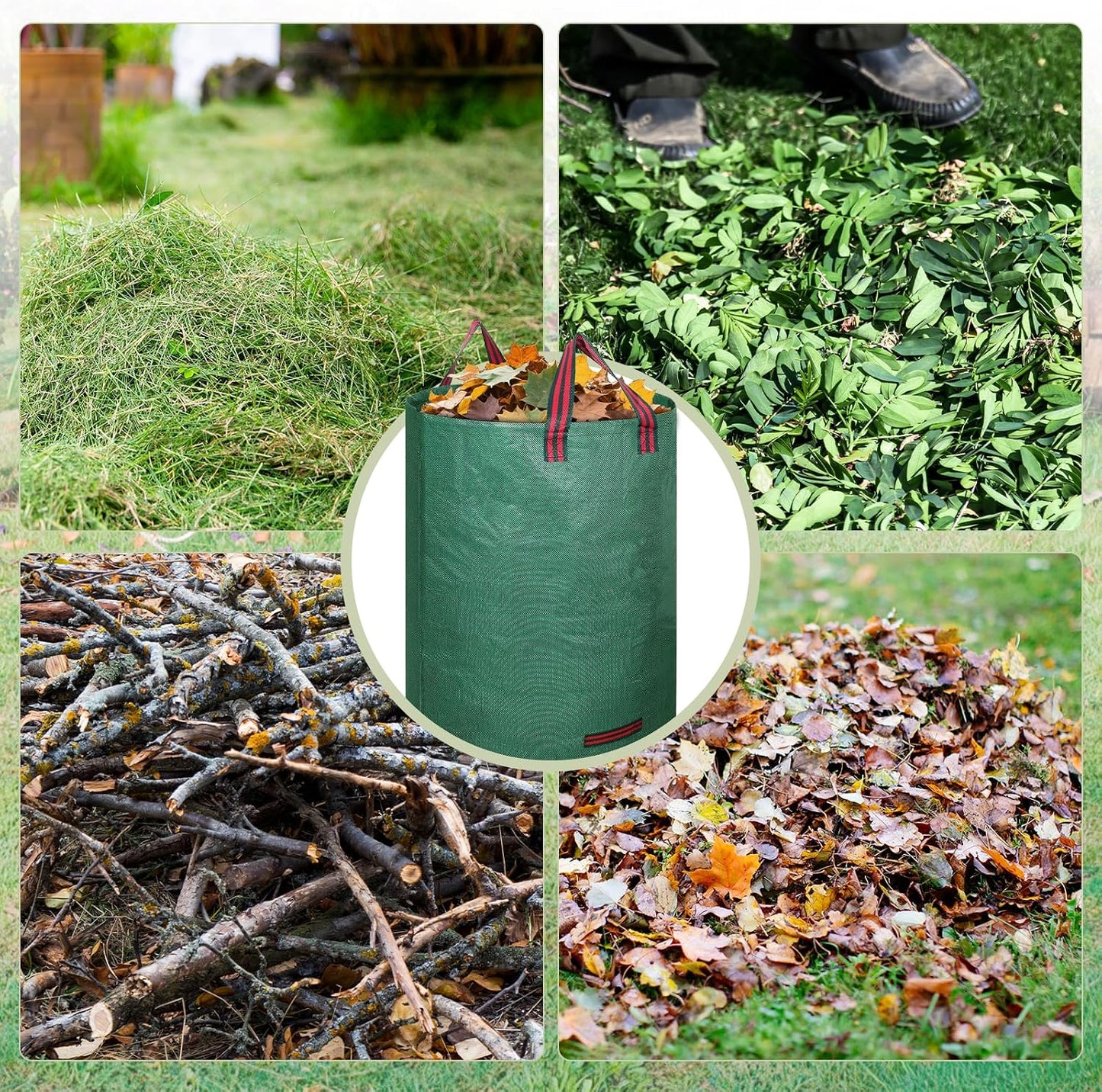 72-Gallon Lawn Leaf Bags, 3-Pack Reusable Yard Waste Bags