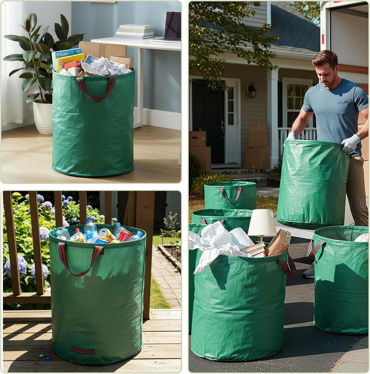 72-Gallon Lawn Leaf Bags, 3-Pack Reusable Yard Waste Bags