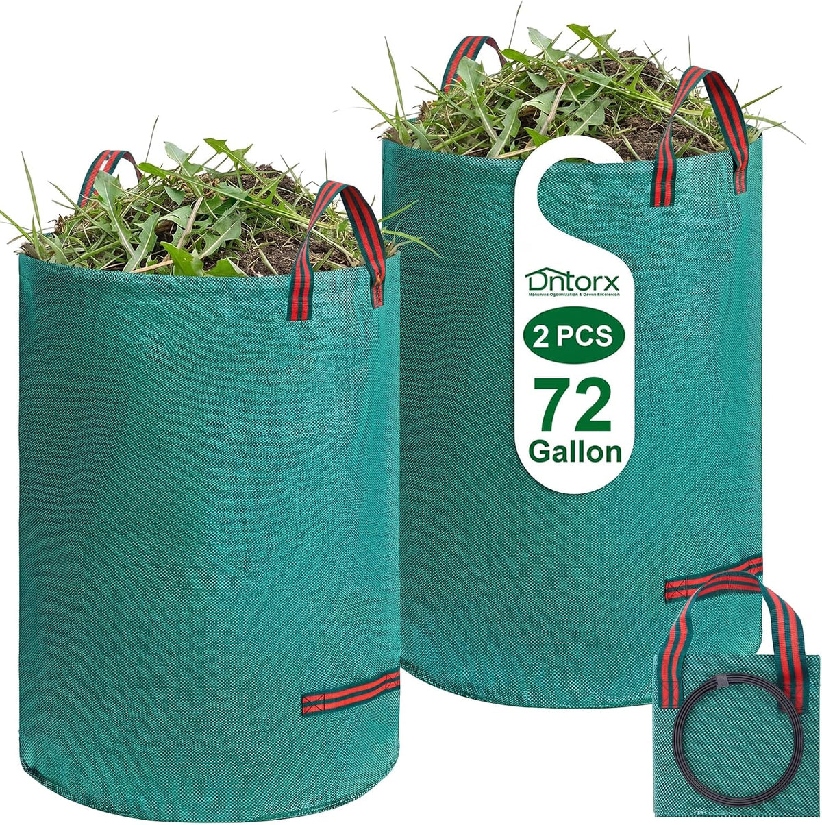 72-Gallon Lawn Leaf Bags, 3-Pack Reusable Yard Waste Bags