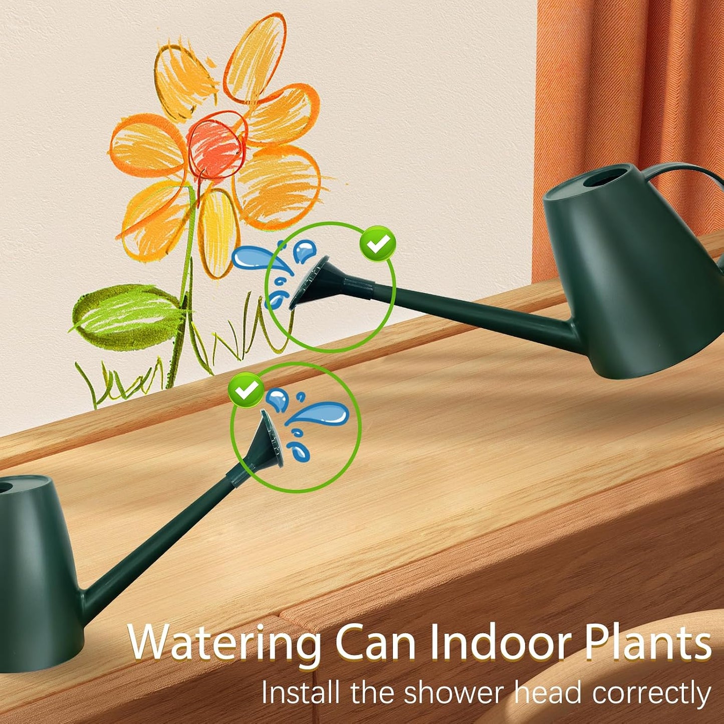60 oz Watering Can, Small Watering Can for Indoor Plants with Long Spout