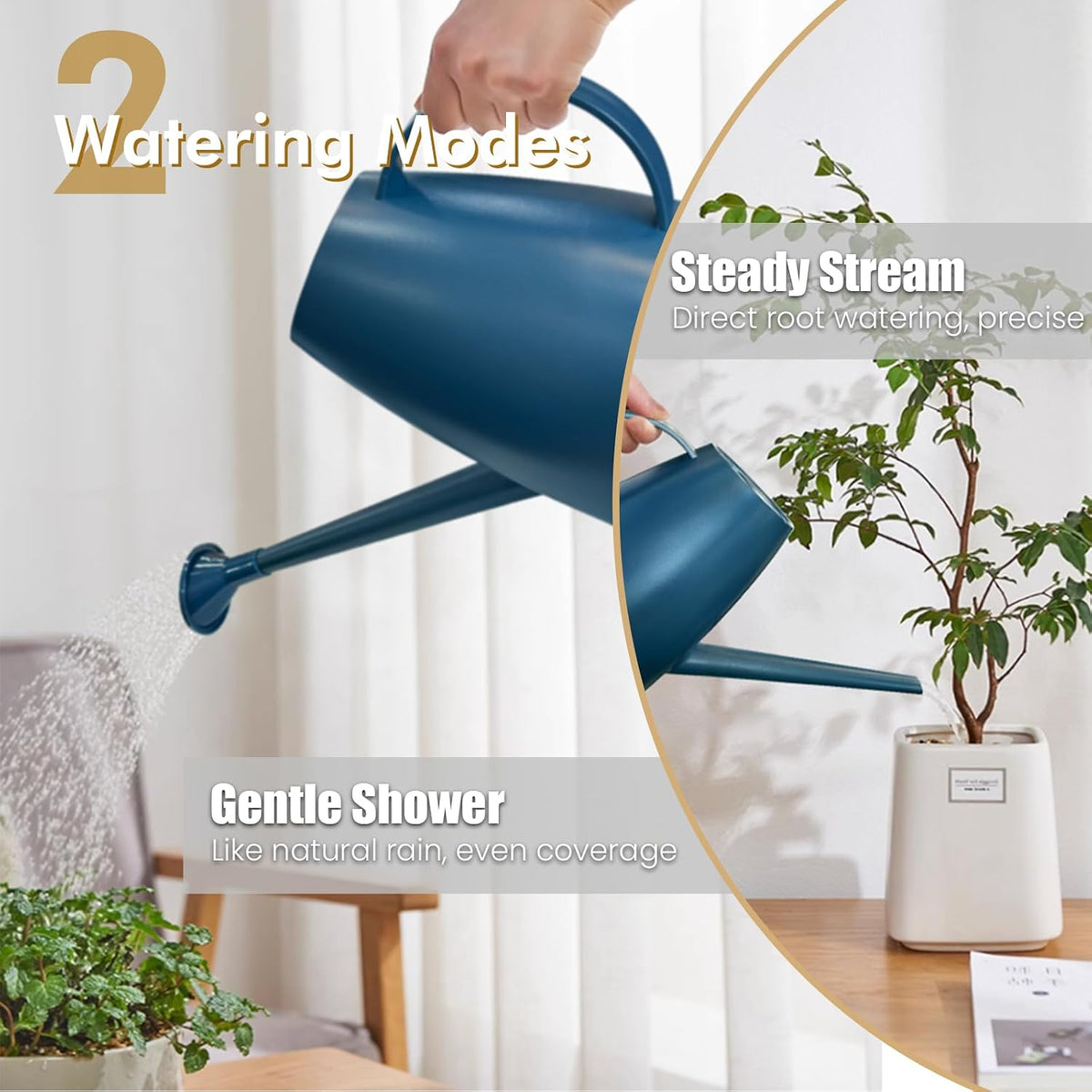 60 oz Watering Can, Small Watering Can for Indoor Plants with Long Spout