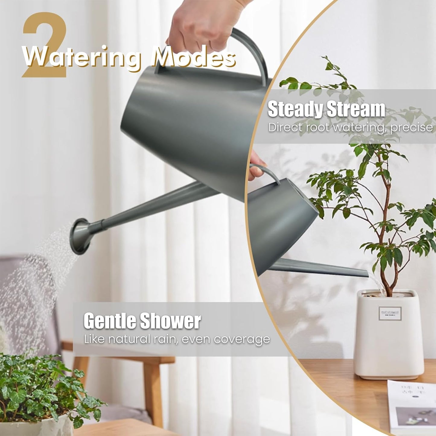 60 oz Watering Can, Small Watering Can for Indoor Plants with Long Spout