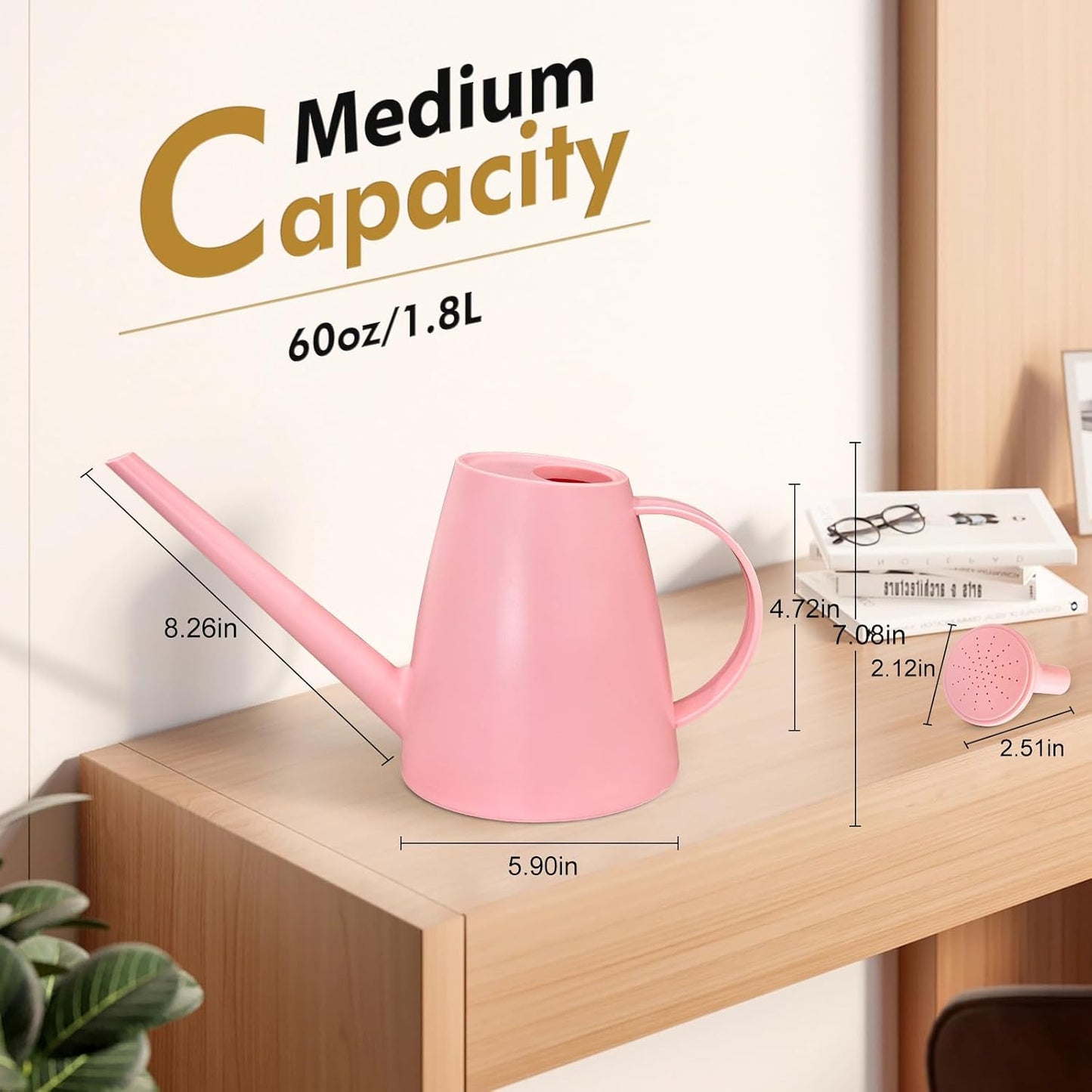 60 oz Watering Can, Small Watering Can for Indoor Plants with Long Spout