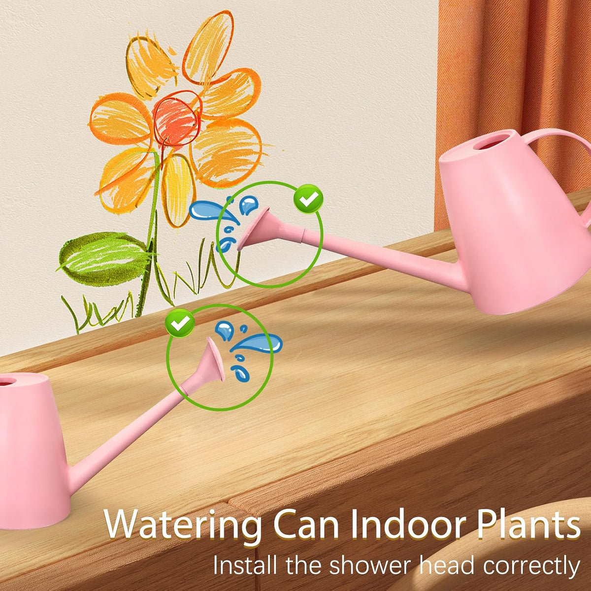 60 oz Watering Can, Small Watering Can for Indoor Plants with Long Spout