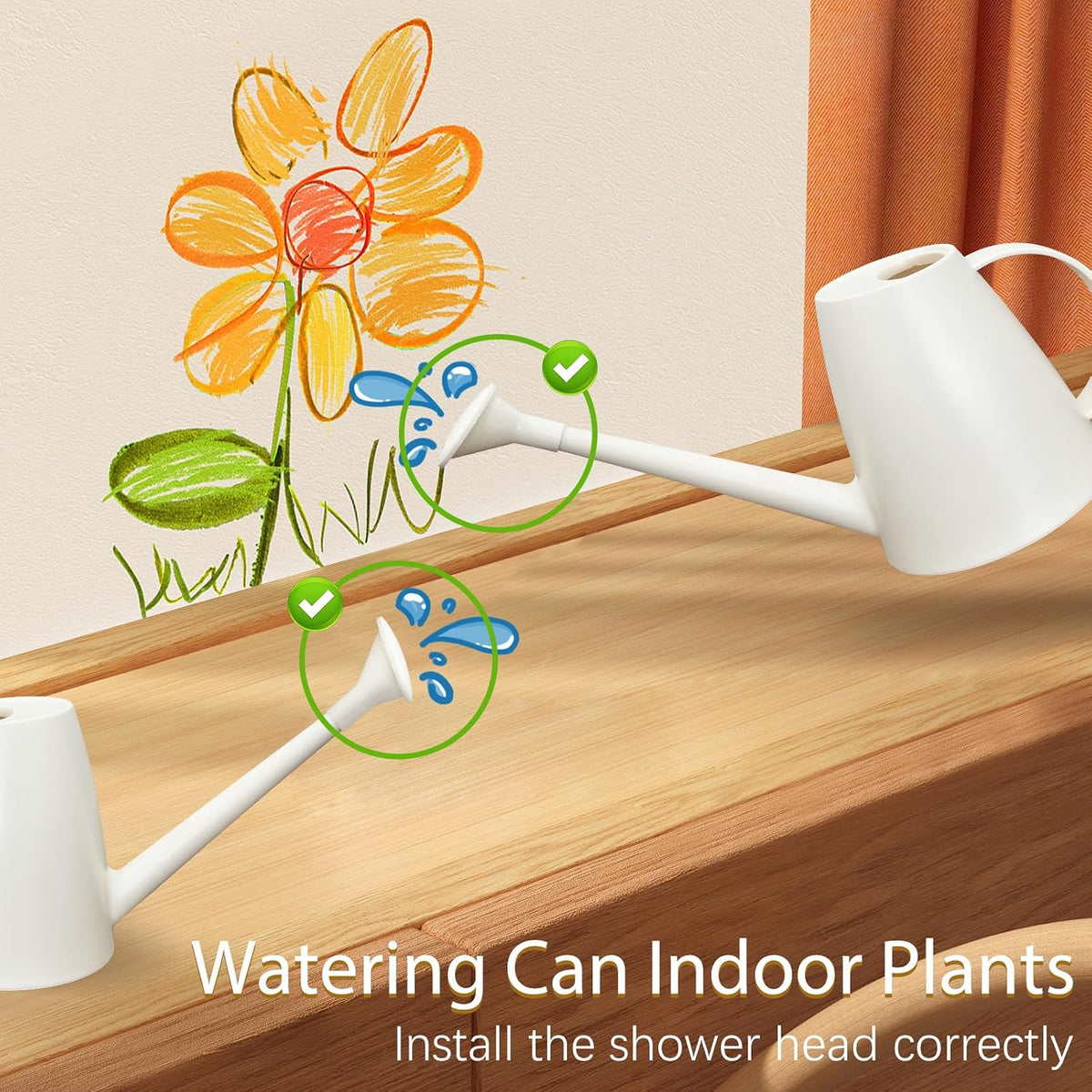 60 oz Watering Can, Small Watering Can for Indoor Plants with Long Spout