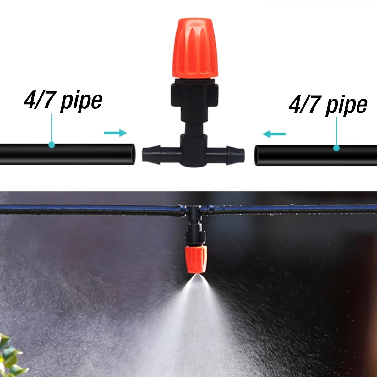 80PCS/Set Micro Spray Adjustable Flow Irrigation Drippers, 1/4 Inch Garden Adjustable Sprinkler drip Irrigation Mister Heads with 3 Tee Irrigation Misting Drip Kit (40Pairs)