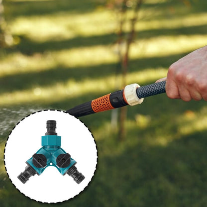 2WAYZ Hose Splitter 2 Way Heavy Duty Outdoor Faucet and Garden Connector - Water Spigot Splitter - Durable All-Metal Y Adapter with Shut-Off Valve - 4 x 4 x 1.5 Inches