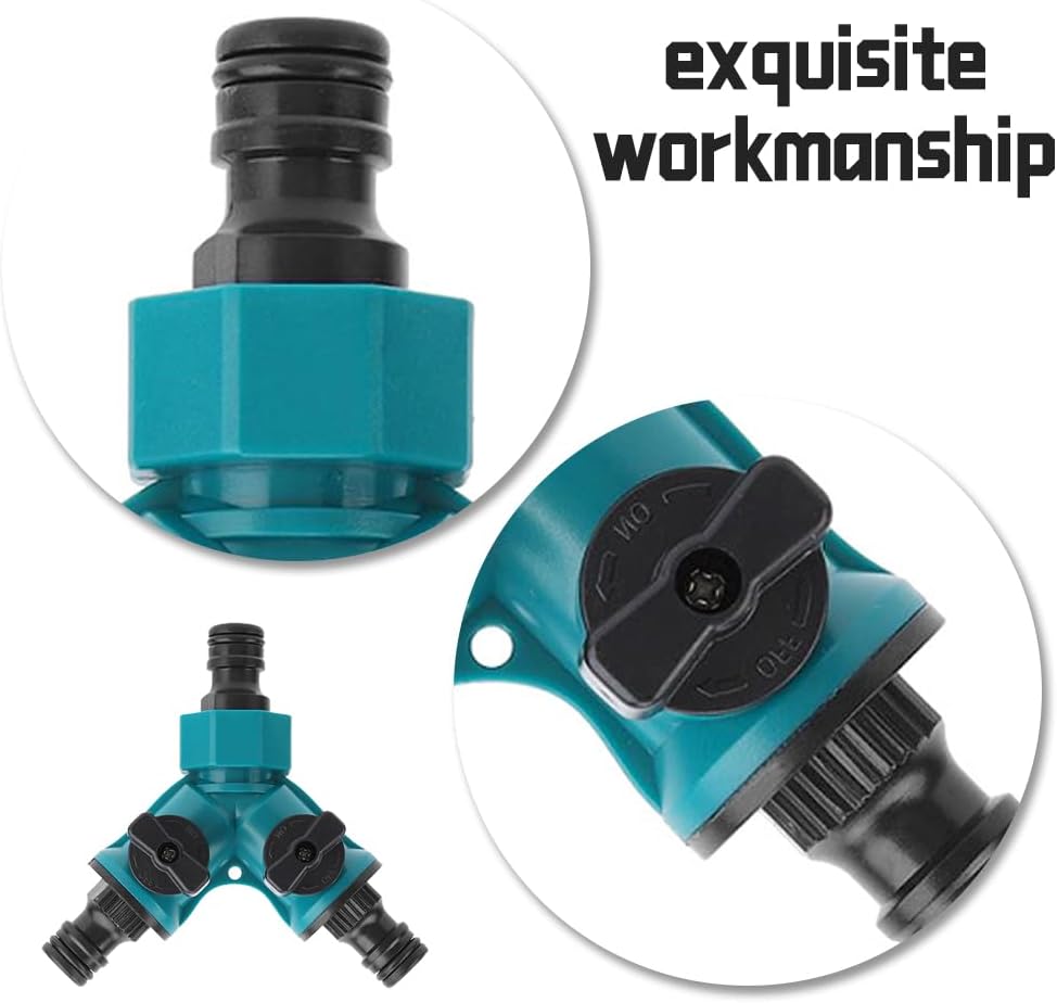 2WAYZ Hose Splitter 2 Way Heavy Duty Outdoor Faucet and Garden Connector - Water Spigot Splitter - Durable All-Metal Y Adapter with Shut-Off Valve - 4 x 4 x 1.5 Inches
