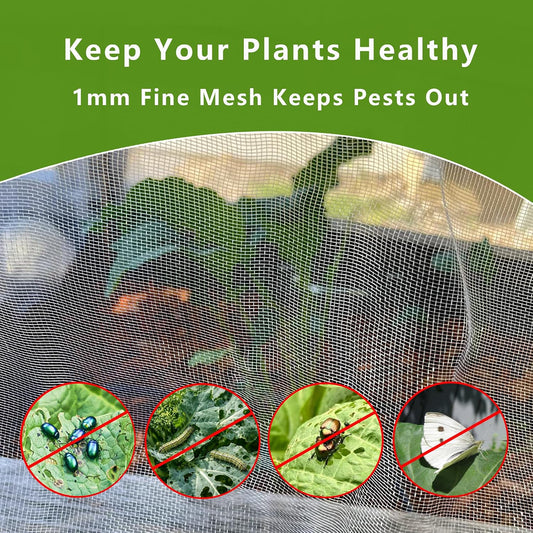Ultra Fine Mesh Garden Netting, Durable Insect Netting for Plant Protection, 6.5 x 20FT Raised Bed Cover, Row Cover Pest Barrier for Vegetables, Fruit Trees, Flowers