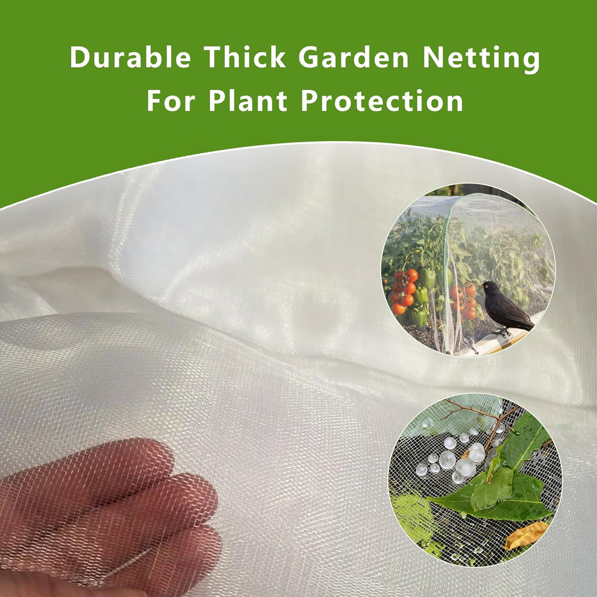 Ultra Fine Mesh Garden Netting, Durable Insect Netting for Plant Protection, 6.5 x 20FT Raised Bed Cover, Row Cover Pest Barrier for Vegetables, Fruit Trees, Flowers
