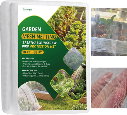 Ultra Fine Mesh Garden Netting, Durable Insect Netting for Plant Protection, 6.5 x 20FT Raised Bed Cover, Row Cover Pest Barrier for Vegetables, Fruit Trees, Flowers