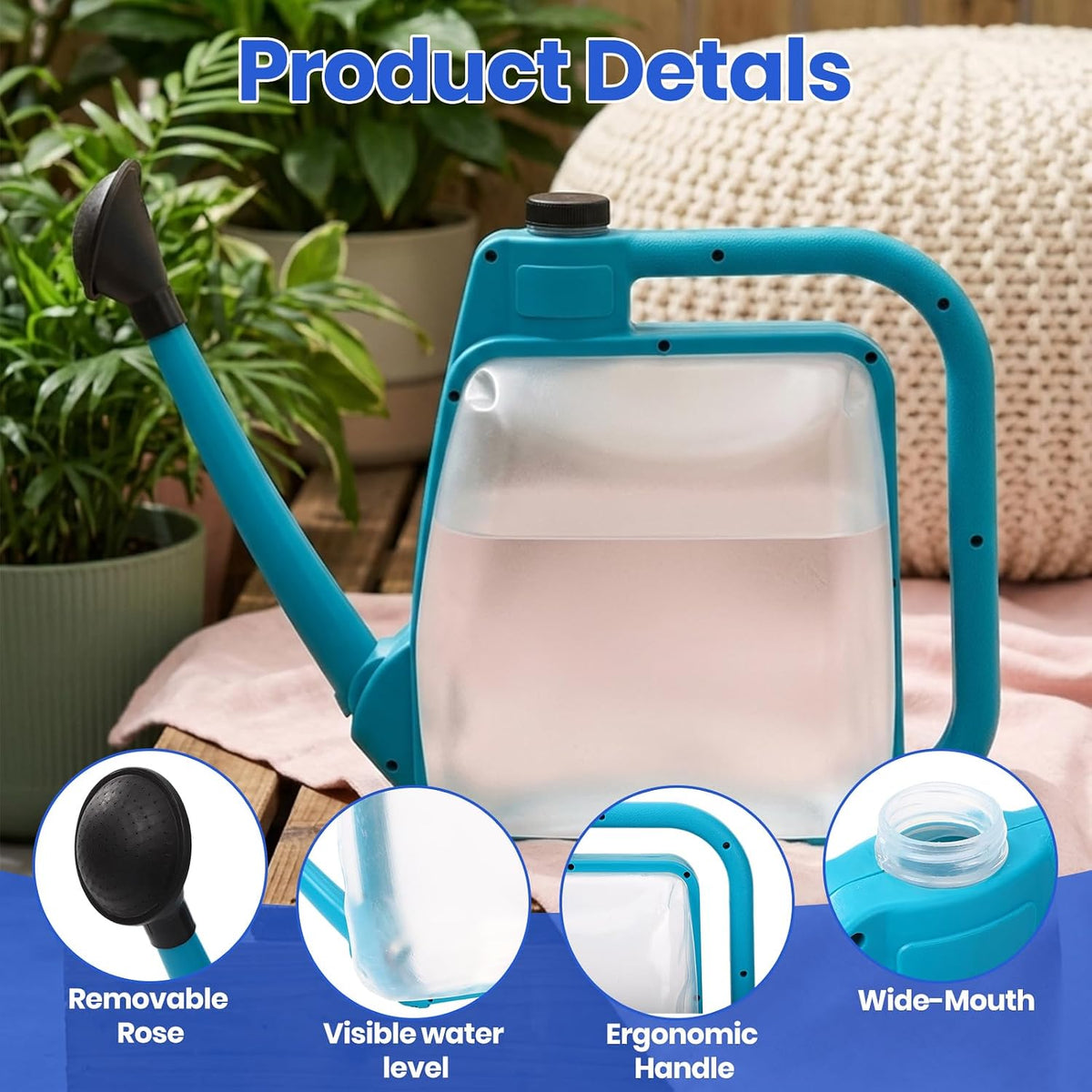 1.59 Gal Green Clear Plastic Foldable Watering Can