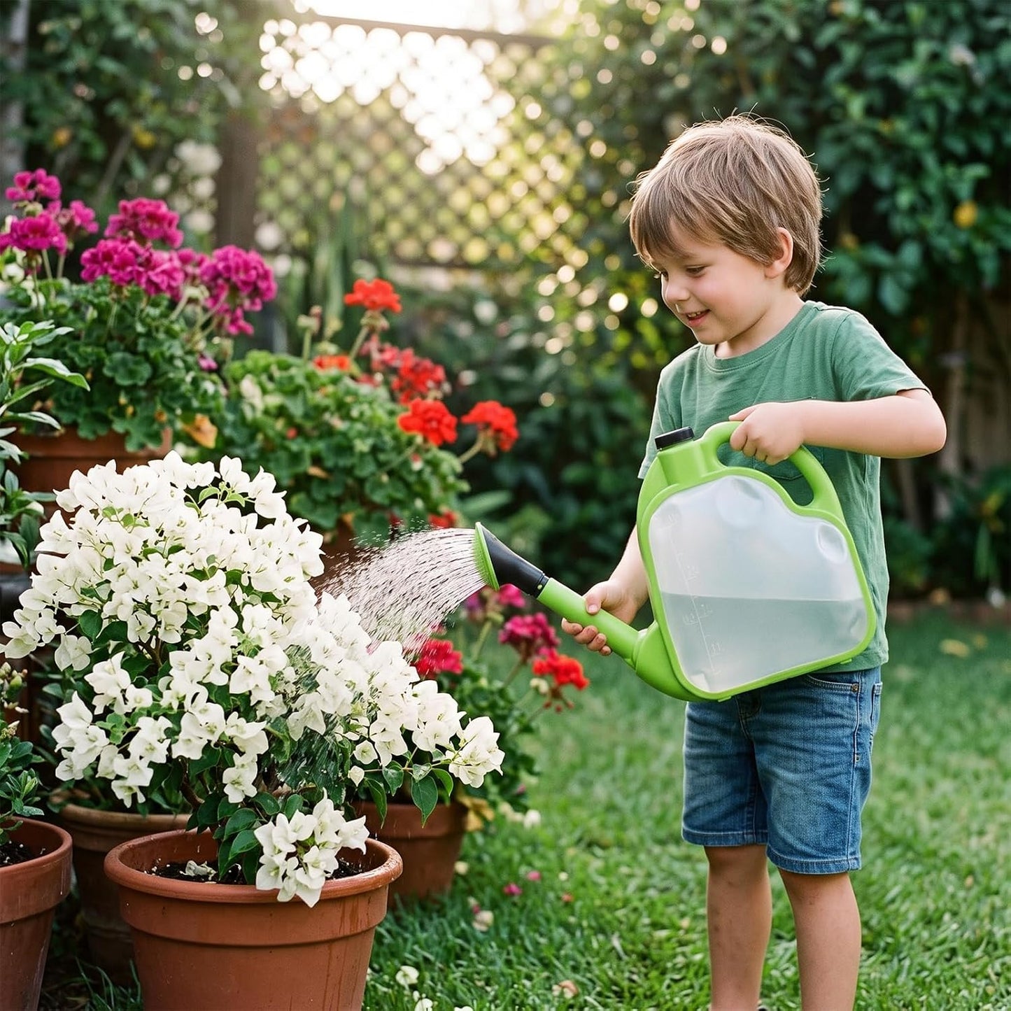1.59 Gal Green Clear Plastic Foldable Watering Can