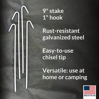 30 Pack Tent Stakes Metal Garden Edging Fence Hooks Pegs Christmas Decoration Stakes Made USA 9 inches Long