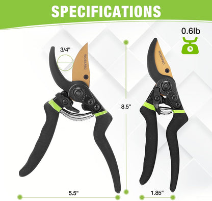 8.5" Bypass Pruning Shears with Die-cast Aluminum Handle