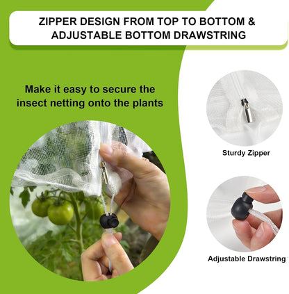 3 Pack 59" x 18" Garden Bird Netting for Square Tomato Cage, Plant Cage Net