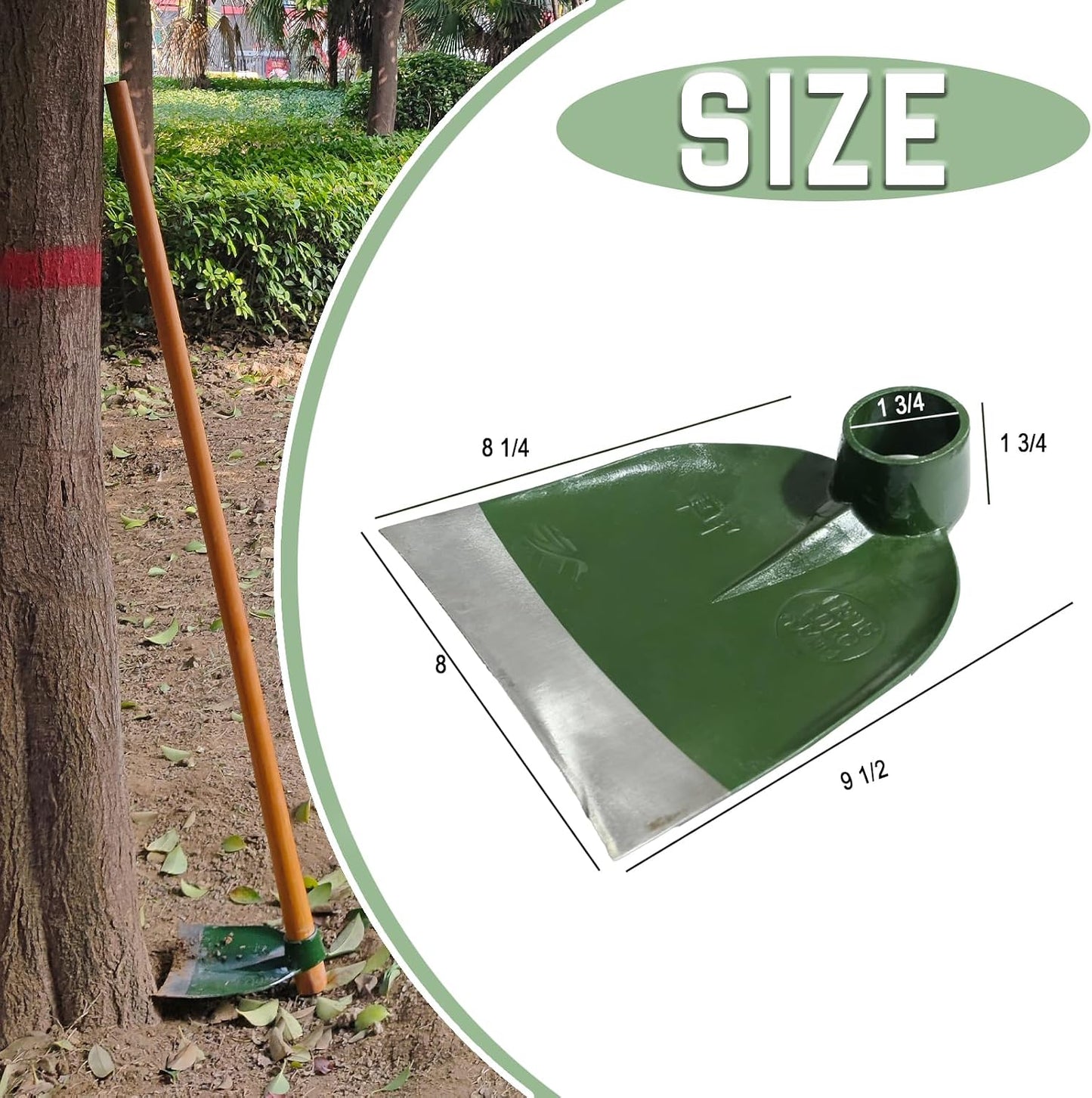Heavy Duty Garden Round Eye Hoe for Soil Digging 2.2Lb (1Kg)- High Carbon Rail Steel, Hand-Sharpened Edge, Heat-Treated for Strength & Stable Performance(Not Included Handle)
