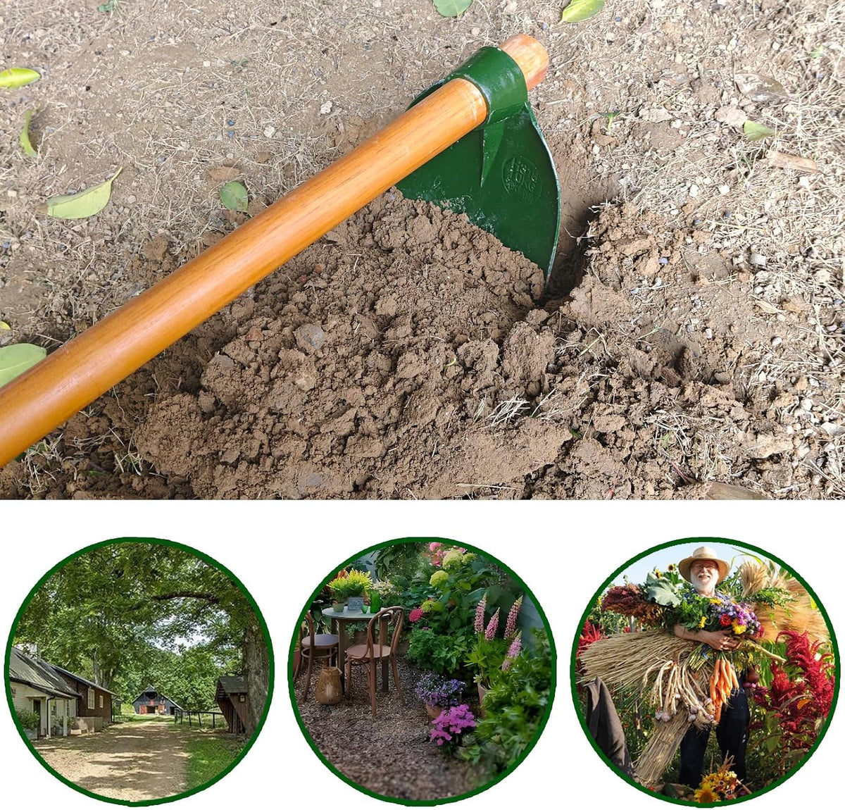 Heavy Duty Garden Round Eye Hoe for Soil Digging 2.2Lb (1Kg)- High Carbon Rail Steel, Hand-Sharpened Edge, Heat-Treated for Strength & Stable Performance(Not Included Handle)