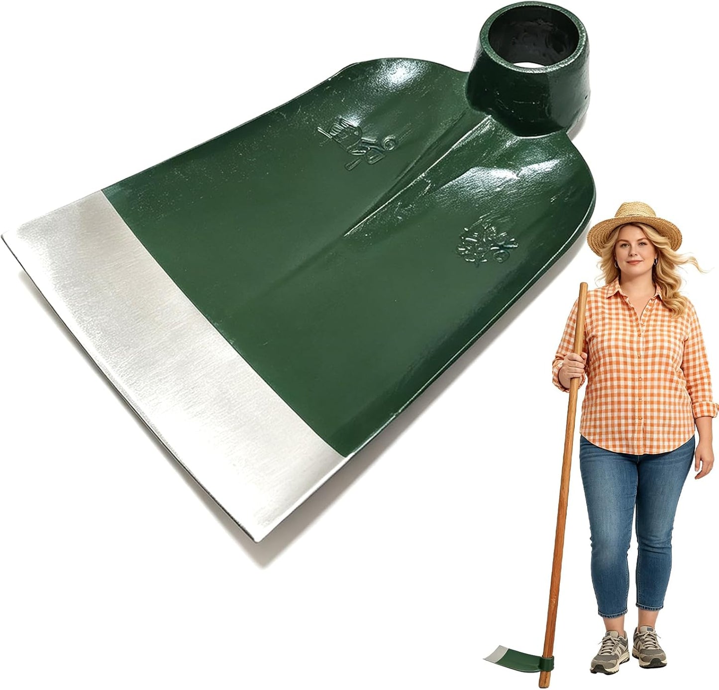 Heavy Duty Garden Round Eye Hoe for Soil Digging 2.2Lb (1Kg)- High Carbon Rail Steel, Hand-Sharpened Edge, Heat-Treated for Strength & Stable Performance(Not Included Handle)