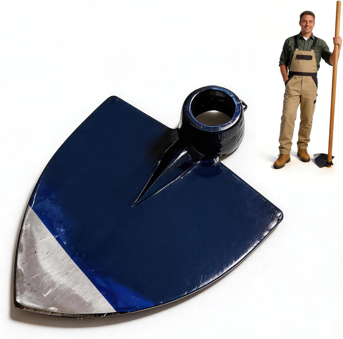 Heavy Duty Garden Round Eye Hoe for Soil Digging 2.2Lb (1Kg)- High Carbon Rail Steel, Hand-Sharpened Edge, Heat-Treated for Strength & Stable Performance(Not Included Handle)