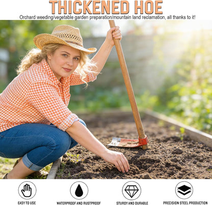 Heavy Duty Garden Round Eye Hoe for Soil Digging 2.2Lb (1Kg)- High Carbon Rail Steel, Hand-Sharpened Edge, Heat-Treated for Strength & Stable Performance(Not Included Handle)
