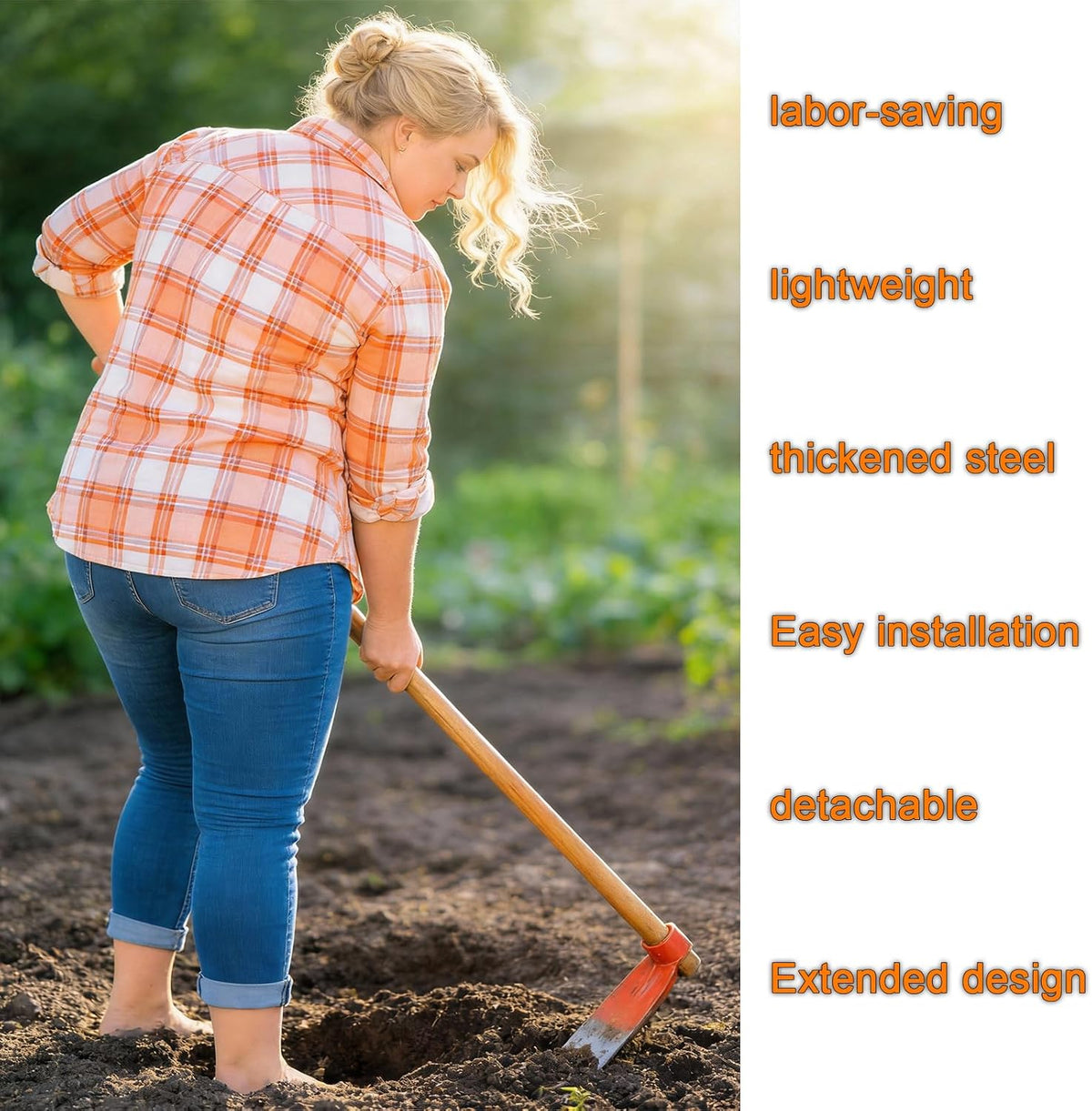 Heavy Duty Garden Round Eye Hoe for Soil Digging 2.2Lb (1Kg)- High Carbon Rail Steel, Hand-Sharpened Edge, Heat-Treated for Strength & Stable Performance(Not Included Handle)