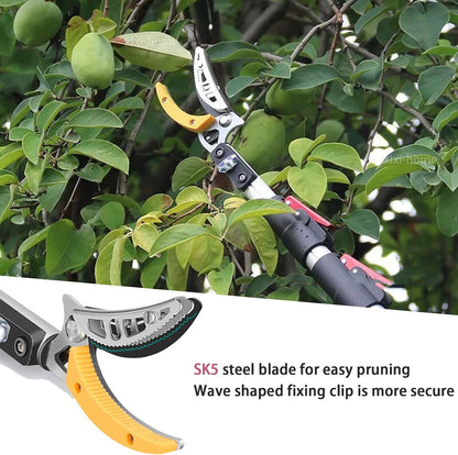 4.6-9.8Ft Cut and Hold Pruners,3 Sections Extendable Tree Trimmer Pruning Shears and Hold Bypass Pruner Telescoping Fruit Picker High Branch Trimming（1 blade heads）