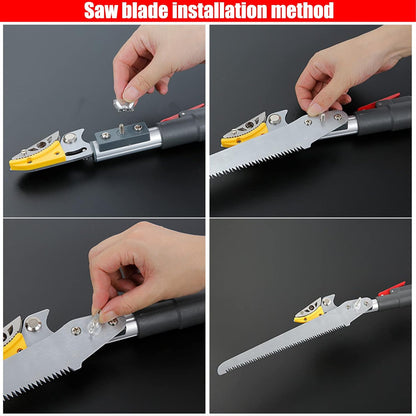 4.6-9.8Ft Cut and Hold Pruners,3 Sections Extendable Tree Trimmer Pruning Shears and Hold Bypass Pruner Telescoping Fruit Picker High Branch Trimming（1 blade heads）