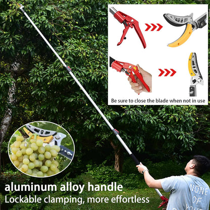 4.6-9.8Ft Cut and Hold Pruners,3 Sections Extendable Tree Trimmer Pruning Shears and Hold Bypass Pruner Telescoping Fruit Picker High Branch Trimming（1 blade heads）
