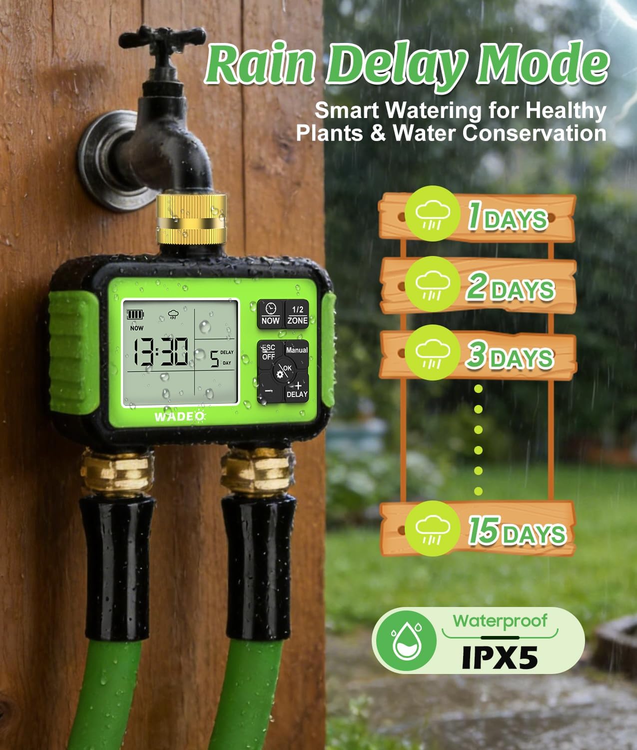 Brass 2 Zone Water Hose Timer, Waterproof Programmable Sprinkler Timer