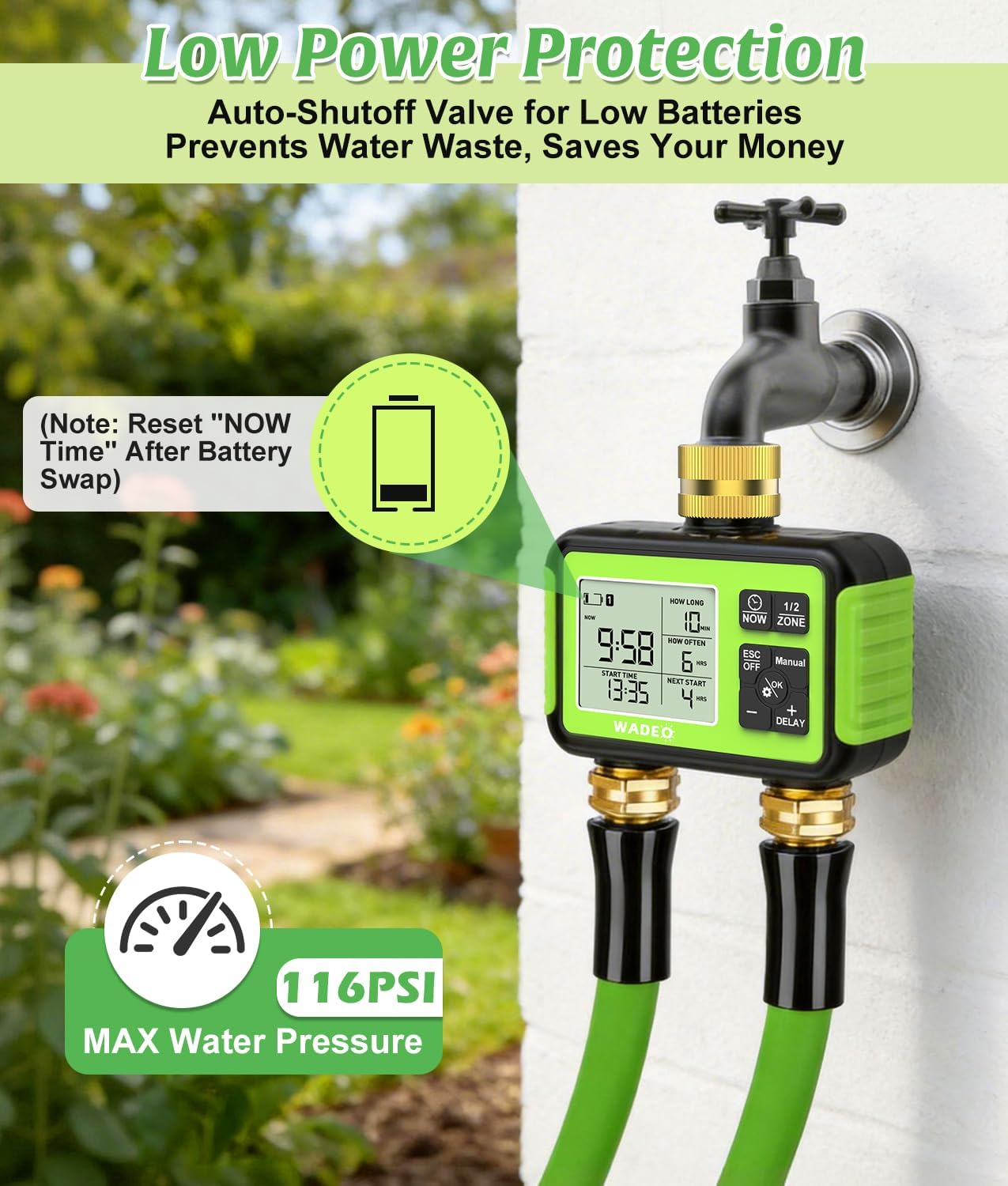 Brass 2 Zone Water Hose Timer, Waterproof Programmable Sprinkler Timer