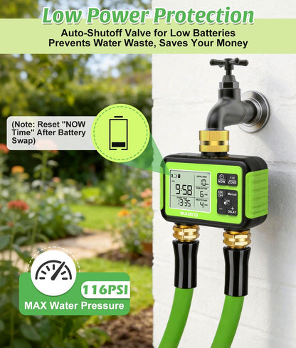 Brass 2 Zone Water Hose Timer, Waterproof Programmable Sprinkler Timer
