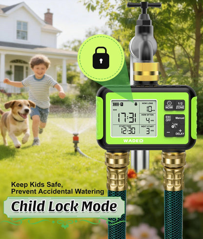 Brass 2 Zone Water Hose Timer, Waterproof Programmable Sprinkler Timer