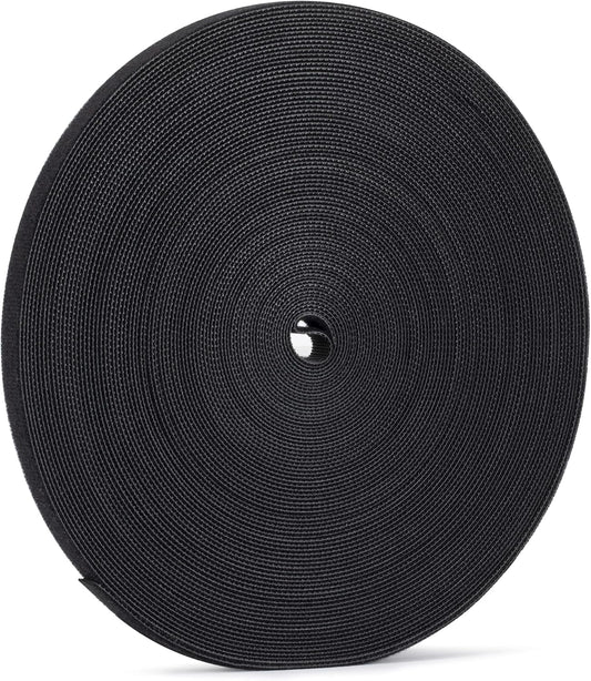 1/2 inch Reusable Fastening Tape Cable Ties Double-Sided Hook-and-Loop Cable Management Tape (Black 25 Yards)